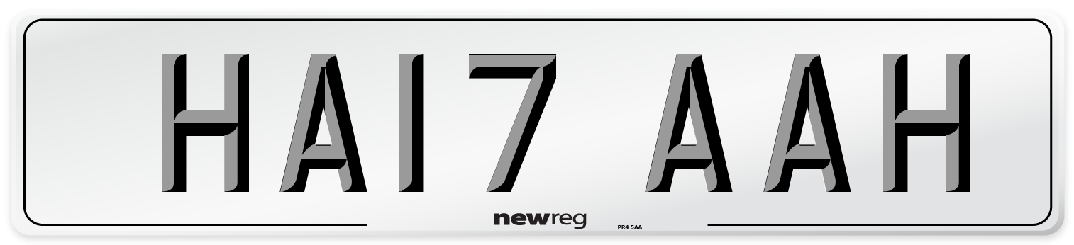 HA17 AAH Number Plate from New Reg
